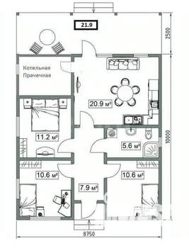 Дом 110м², 1-этажный, участок 8 сот.