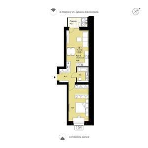1-к квартира, вторичка, 52м2, 4/9 этаж