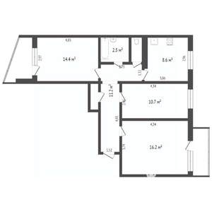 3-к квартира, вторичка, 67м2, 2/9 этаж