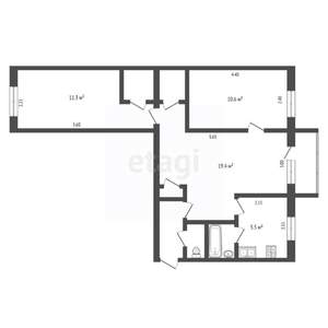 3-к квартира, вторичка, 56м2, 2/5 этаж