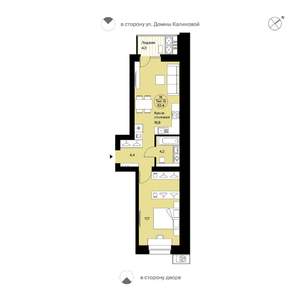 1-к квартира, вторичка, 52м2, 8/9 этаж