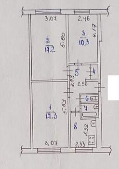3-к квартира, вторичка, 61м2, 1/5 этаж