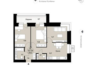 3-к квартира, вторичка, 68м2, 13/14 этаж