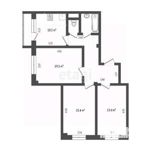 3-к квартира, вторичка, 75м2, 6/9 этаж