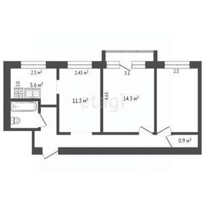 3-к квартира, вторичка, 56м2, 3/5 этаж