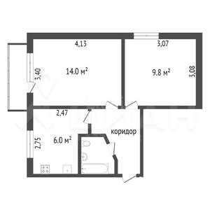 2-к квартира, вторичка, 37м2, 1/5 этаж