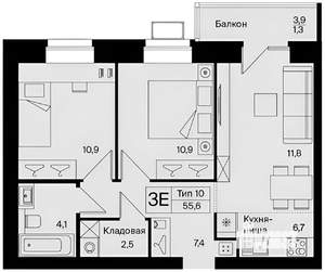 3-к квартира, вторичка, 57м2, 3/12 этаж