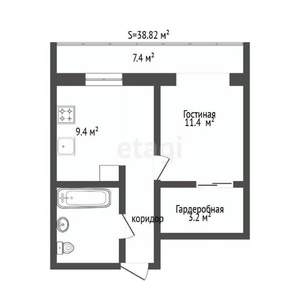 1-к квартира, вторичка, 38м2, 10/10 этаж