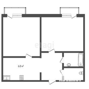 2-к квартира, вторичка, 35м2, 4/5 этаж