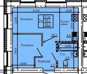1-к квартира, вторичка, 29м2, 1/14 этаж
