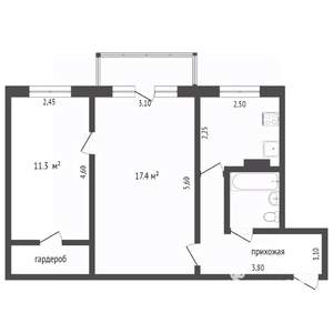 2-к квартира, вторичка, 45м2, 4/5 этаж