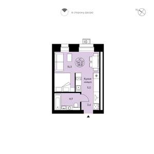 Студия квартира, вторичка, 29м2, 6/12 этаж