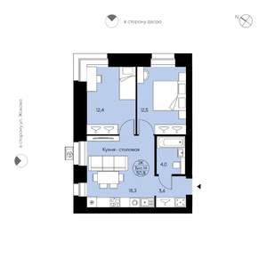 2-к квартира, вторичка, 51м2, 11/12 этаж