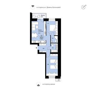 2-к квартира, вторичка, 71м2, 2/9 этаж