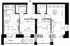 3-к квартира, вторичка, 84м2, 2/14 этаж