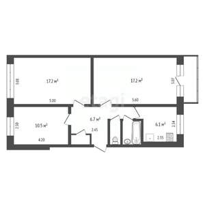 3-к квартира, вторичка, 62м2, 2/5 этаж