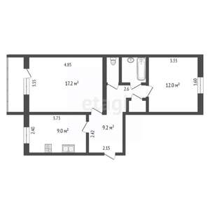 2-к квартира, вторичка, 53м2, 3/5 этаж