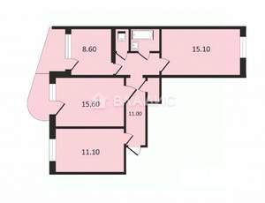 3-к квартира, вторичка, 66м2, 9/9 этаж