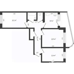 3-к квартира, вторичка, 67м2, 9/9 этаж