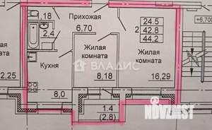 2-к квартира, вторичка, 43м2, 3/3 этаж