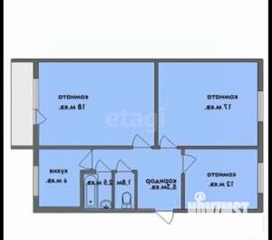 3-к квартира, вторичка, 62м2, 4/5 этаж