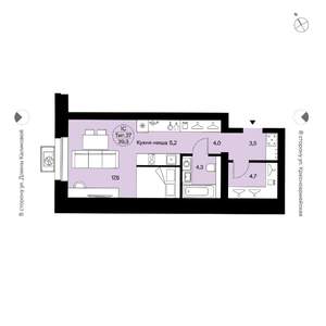 Студия квартира, вторичка, 39м2, 7/9 этаж