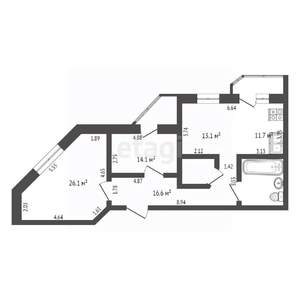 3-к квартира, вторичка, 95м2, 9/14 этаж