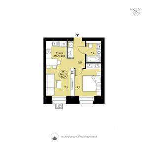 1-к квартира, вторичка, 36м2, 6/12 этаж