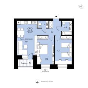 2-к квартира, вторичка, 66м2, 9/15 этаж