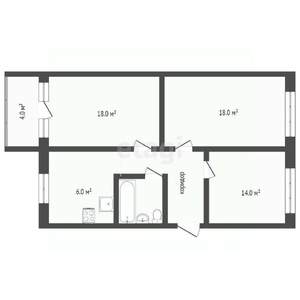 3-к квартира, вторичка, 62м2, 5/5 этаж