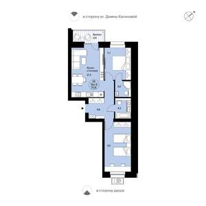 2-к квартира, вторичка, 71м2, 3/9 этаж