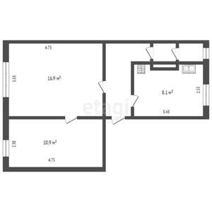 2-к квартира, вторичка, 44м2, 2/2 этаж