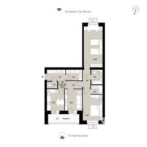 3-к квартира, вторичка, 91м2, 6/14 этаж