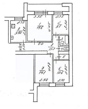 4-к квартира, вторичка, 78м2, 3/9 этаж