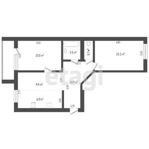 2-к квартира, вторичка, 59м2, 2/5 этаж