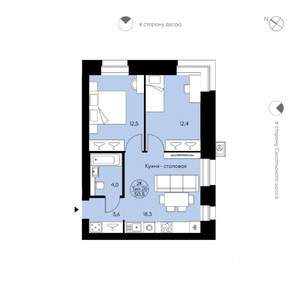 2-к квартира, вторичка, 51м2, 1/12 этаж