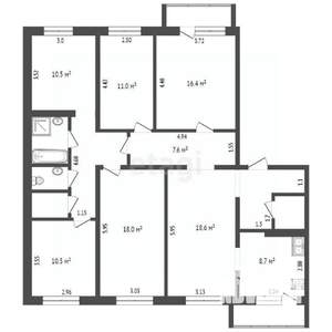 6-к квартира, вторичка, 125м2, 4/6 этаж