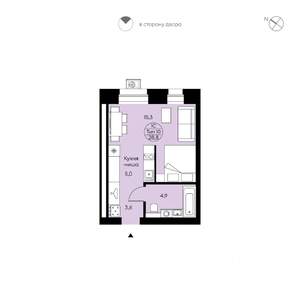 Студия квартира, вторичка, 29м2, 8/12 этаж