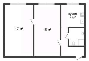 2-к квартира, вторичка, 46м2, 2/5 этаж