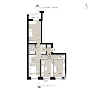 3-к квартира, вторичка, 87м2, 3/14 этаж