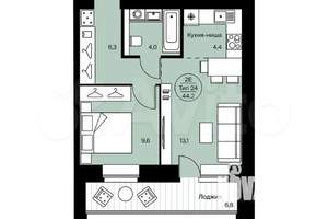 2-к квартира, вторичка, 44м2, 14/14 этаж