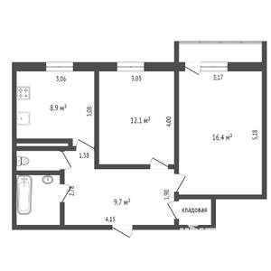 2-к квартира, вторичка, 53м2, 6/9 этаж