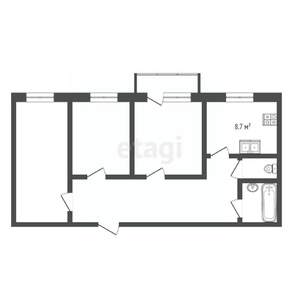 3-к квартира, вторичка, 72м2, 2/9 этаж