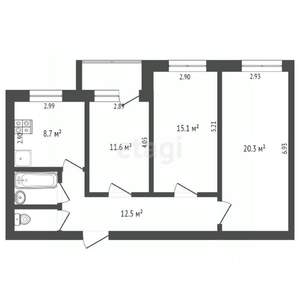 3-к квартира, вторичка, 73м2, 9/9 этаж