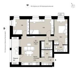 3-к квартира, вторичка, 101м2, 4/9 этаж