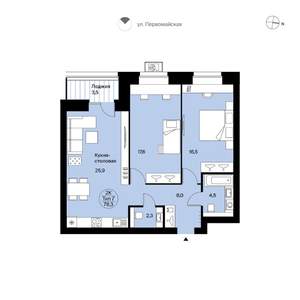 2-к квартира, вторичка, 78м2, 3/12 этаж