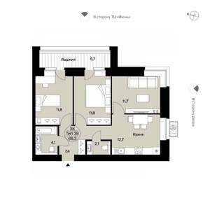 3-к квартира, вторичка, 68м2, 13/14 этаж