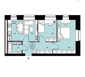 3-к квартира, вторичка, 55м2, 8/14 этаж
