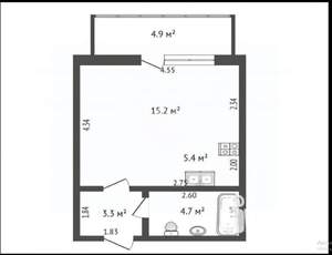 Студия квартира, вторичка, 34м2, 6/12 этаж