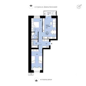 2-к квартира, вторичка, 71м2, 1/9 этаж